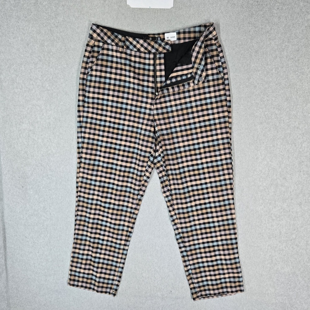 Volcom Women Pants 31 Blue Gingham Frochickie High Rise Chino 27" Inseam